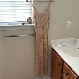Tan Sleeveless V-Neck Maxi Sundress